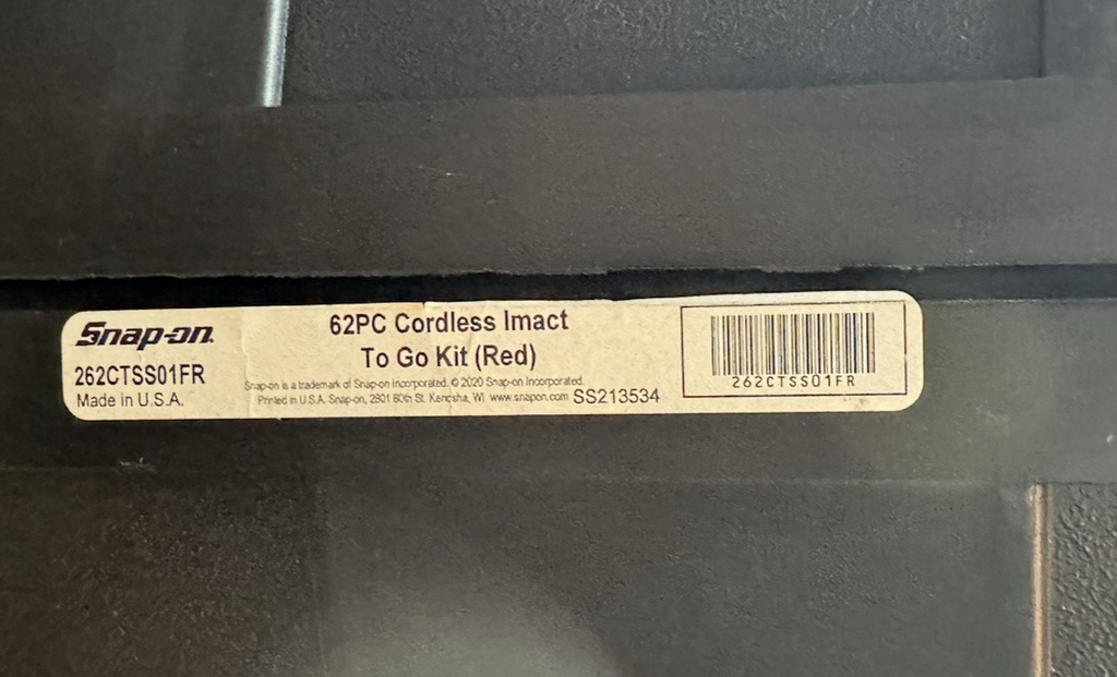 Snap-on 62pc 3/8" Cordless Impact To-Go Set 262CTSS01FR – Missing SIMFM13 #9