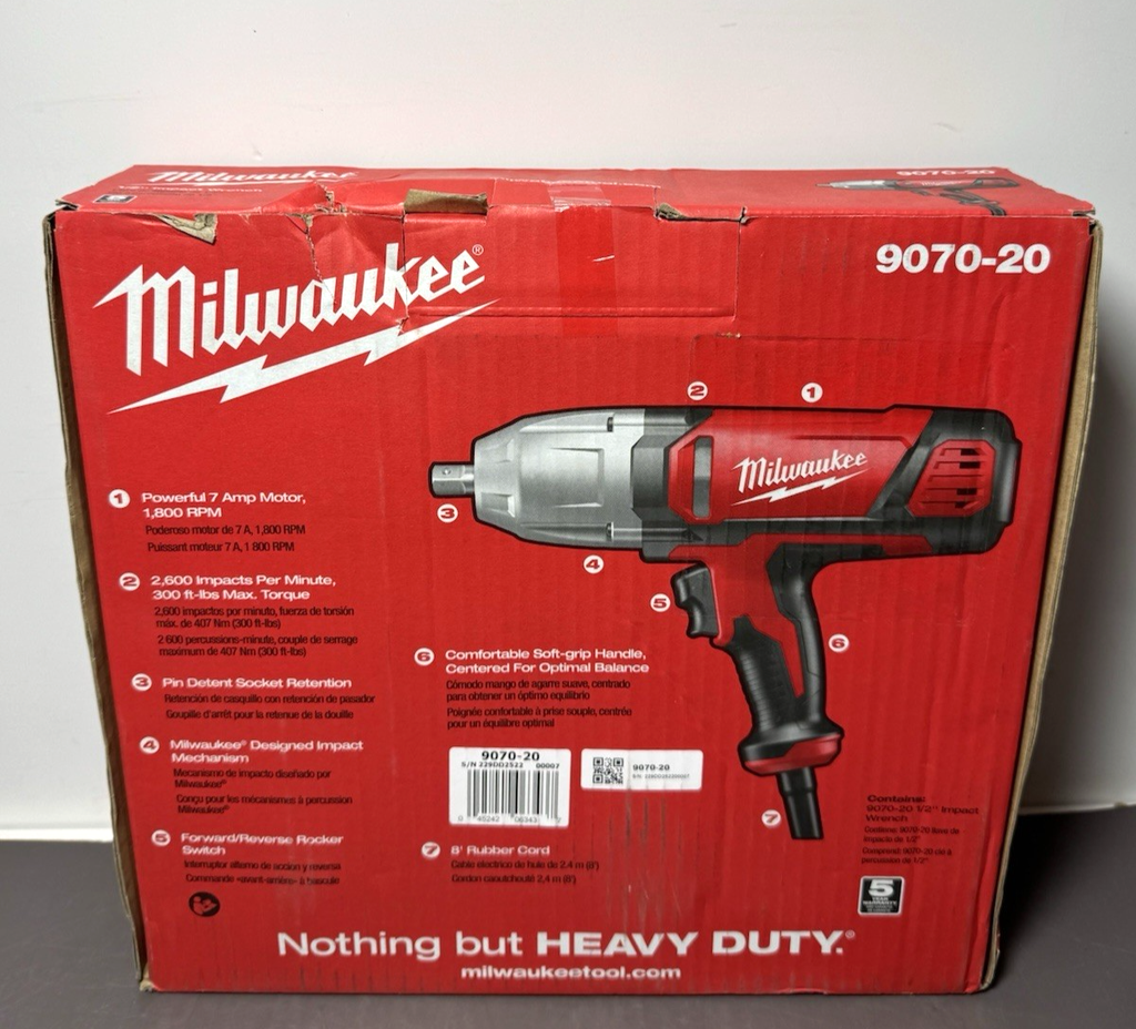 Milwaukee 9070-20 1/2" Impact Wrench-Rocker Switch & Detent Pin Socket Retention #1