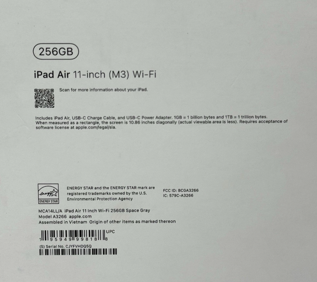 Apple iPad Air 11" M3 Chip 256GB Wi-Fi Space Gray MCA14LL/A-New Sealed #2