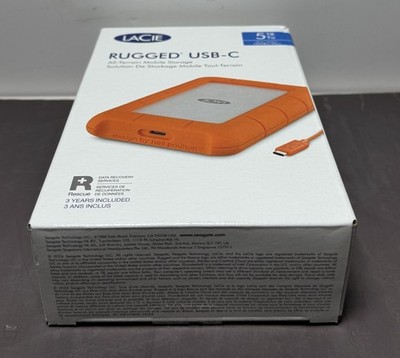 LaCie Rugged 5TB External USB-C USB 3.2 Gen 1 Portable Hard Drive Orange/Silver #3