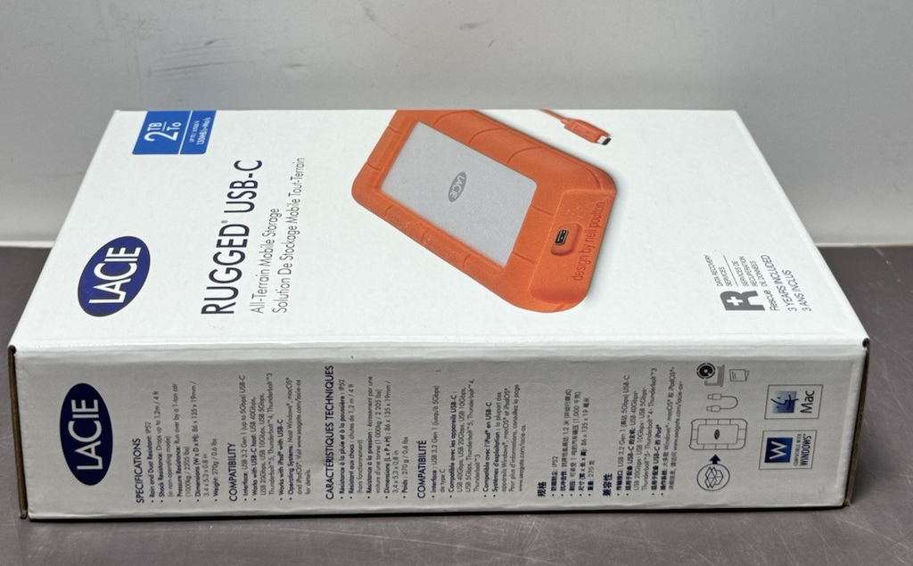 LaCie - Rugged 2TB External USB-C, USB 3.1 Gen 1 Portable Hard Drive - Orange... #3