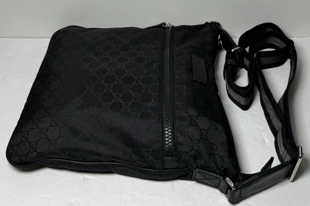 Gucci Unisex GG Guccissima Web Black Canvas Messenger Bag Crossbody #4