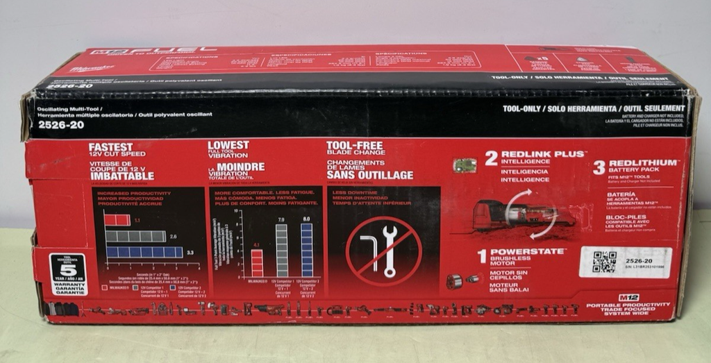 Milwaukee 2526-20 M12 Fuel Oscillating Multi-Tool (Tool Only)-Brand New #1