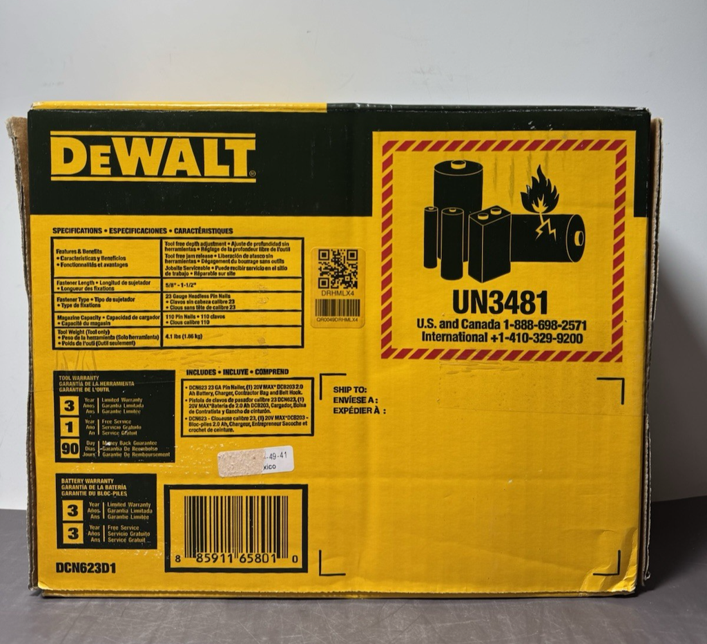 DEWALT DCN623D1 20V 23 GA Nailer Kit- New Sealed #2