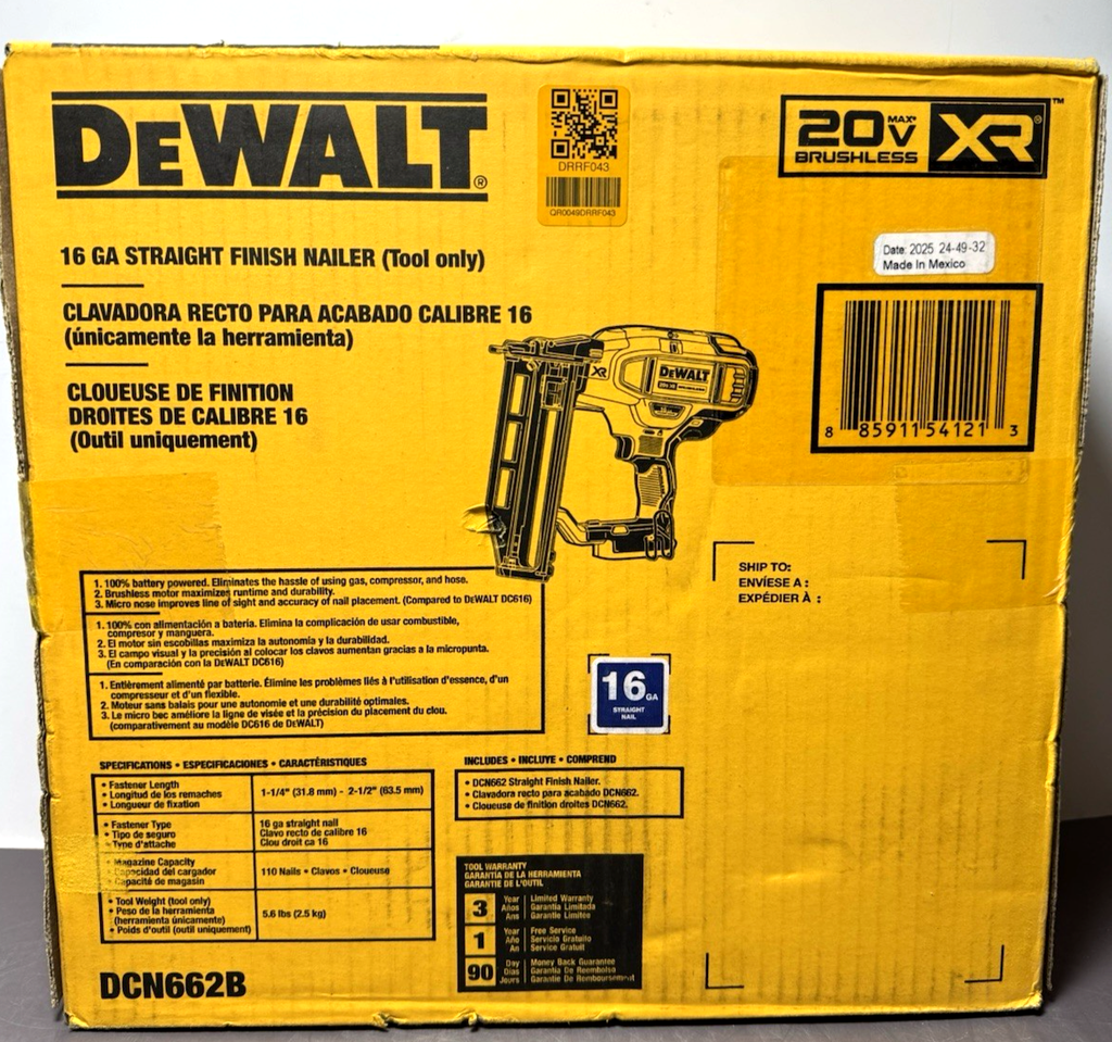DEWALT DCN662B 20V MAX XR 16-Gauge Brushless Finish Nailer (Tool Only) #3