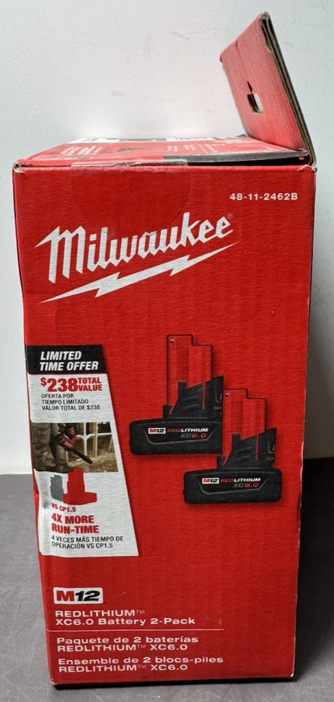 Milwaukee 48-11-2462B M12 12V Lithium-Ion XC Battery Pack 6.0Ah 2-Pack-New #2