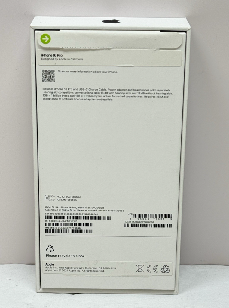 Apple iPhone 16 Pro 512GB Black Titanium Unlocked - Open Box #1