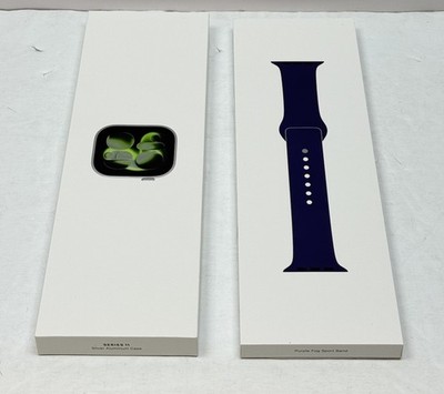 Apple Watch Series 11 46mm Silver Aluminum GPS Purple Fog Sport Band M/L-New #4