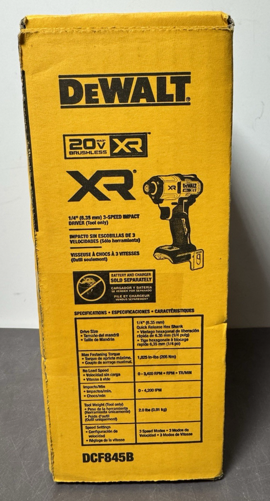 DeWALT 20V Max Brushless 3-Speed 1/4" Impact Driver DCF845B - New FACTORY Sealed #2