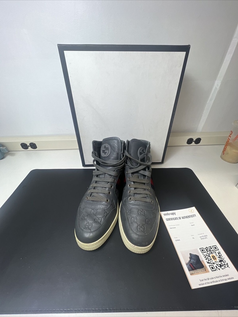 Men's Gucci Coda Guccissima High-Top Sneaker, Gray Size 8 #1
