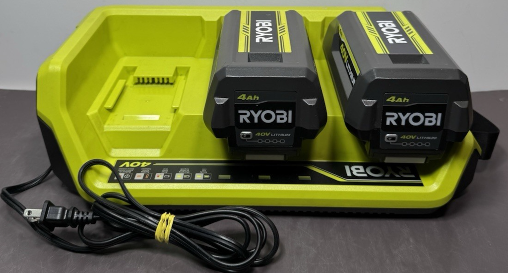 Ryobi OP407VNM 40V Lithium-Ion 3-Port Charger with 2 x Battery 4Ah #1