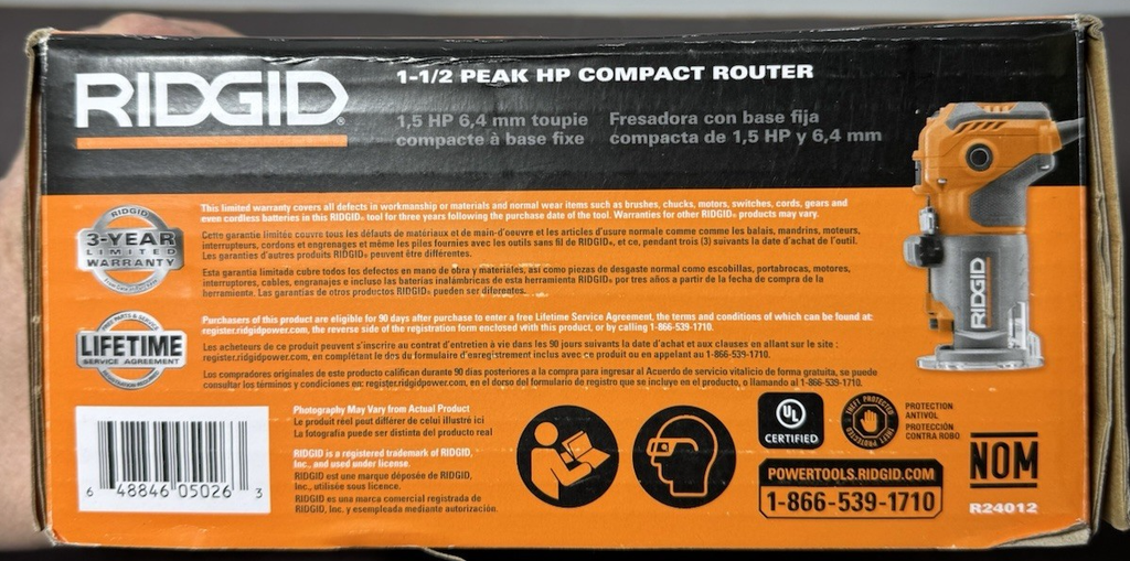 Ridgid 1 1/2 PEAK HP Compact Router Fixed Base  R24012 Corded Router #3
