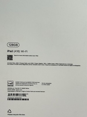 Apple 11" iPad A16 chip with Wi-Fi 128GB Yellow, A3354 -New Sealed #2