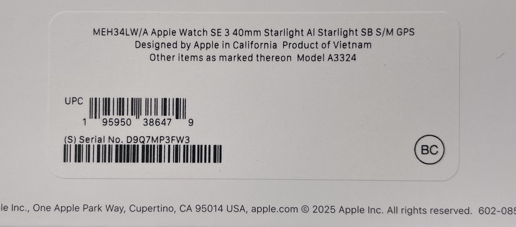 Apple Watch SE 3 40mm GPS Starlight Aluminum w Sport Band S/M-Factory Sealed #3