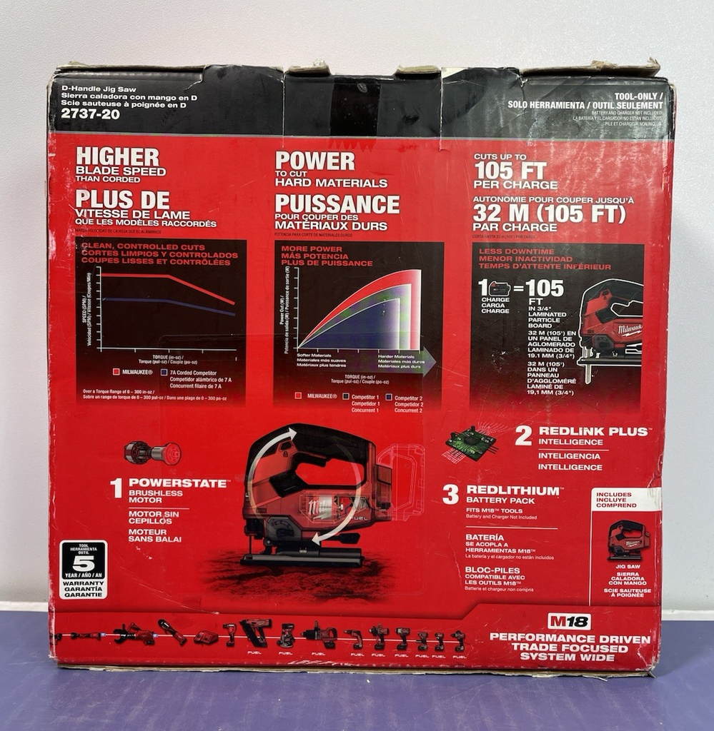 Milwaukee 2737-20 M18 18V FUEL Brushless Cordless D Handle Jig Saw Tool-Only #1