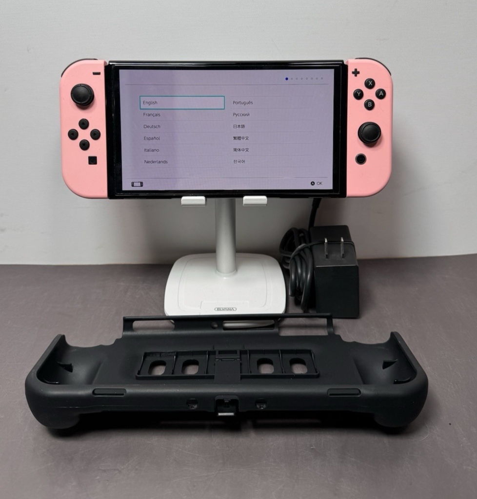 Nintendo Switch OLED Model Handheld Gaming Console w/controllers, charger, case #1