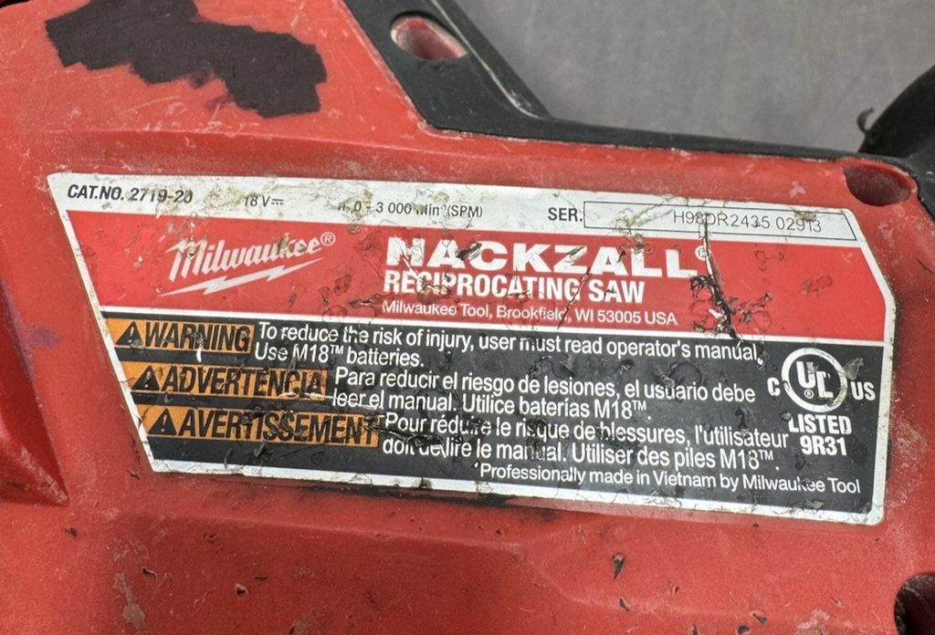 MILWAUKEE 2719-20 M18 FUEL CORDLESS HACKZALL RECIPROCATING SAW - TOOL ONLY #6