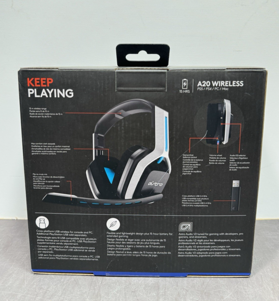 Astro A20 Gen 2 Wireless Gaming Headset White/Blue for PS5, PS4, PC, Mac #1