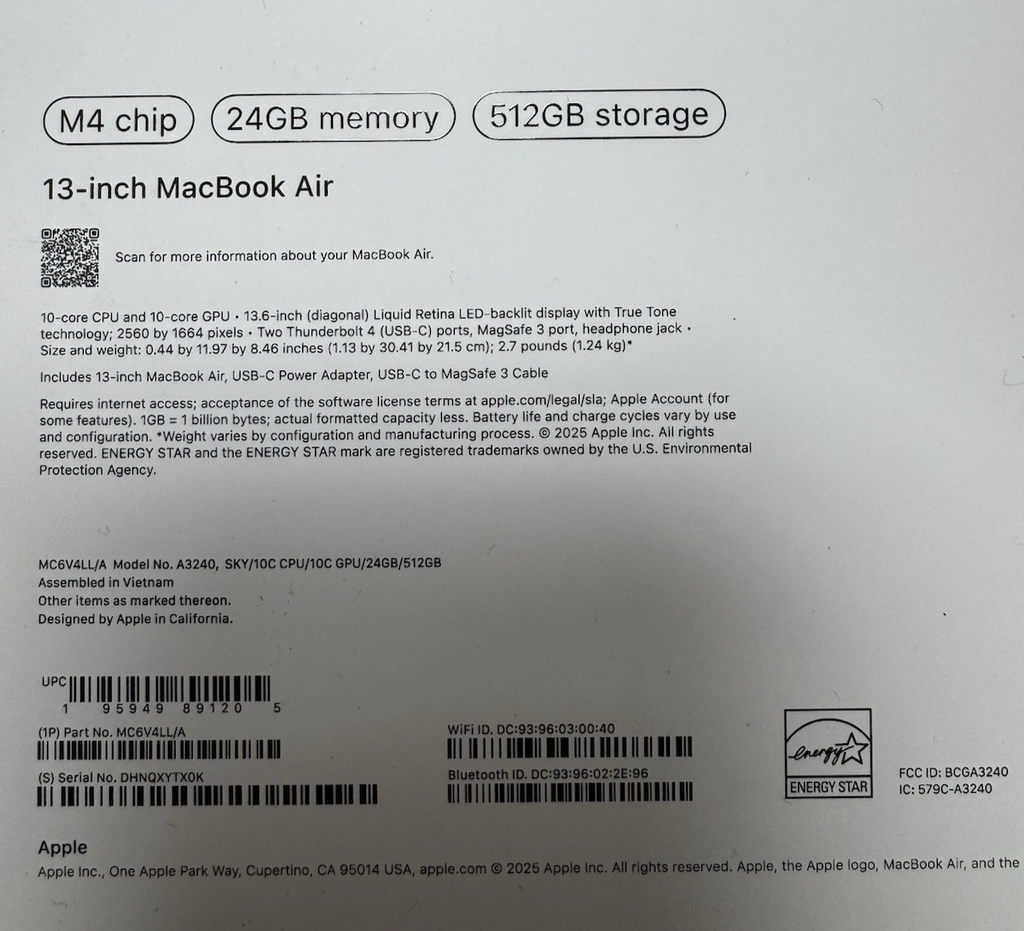 Apple 2025 MacBook Air 13" with M4 chip 24GB 512GB SSD Storage Sky Blue-New #3