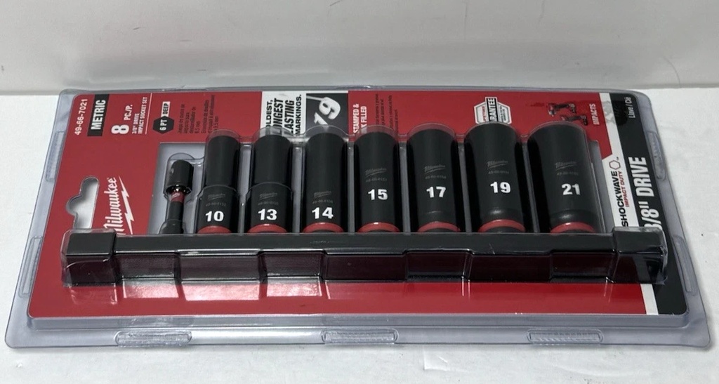 Milwaukee 49-66-7021/7024 and  8PC SHOCKWAVE Impact Duty 3/8"; Metric and SAE #7