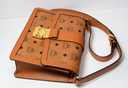MCM Signature Visetos Tracy Shoulder Bag In Cognac purchase