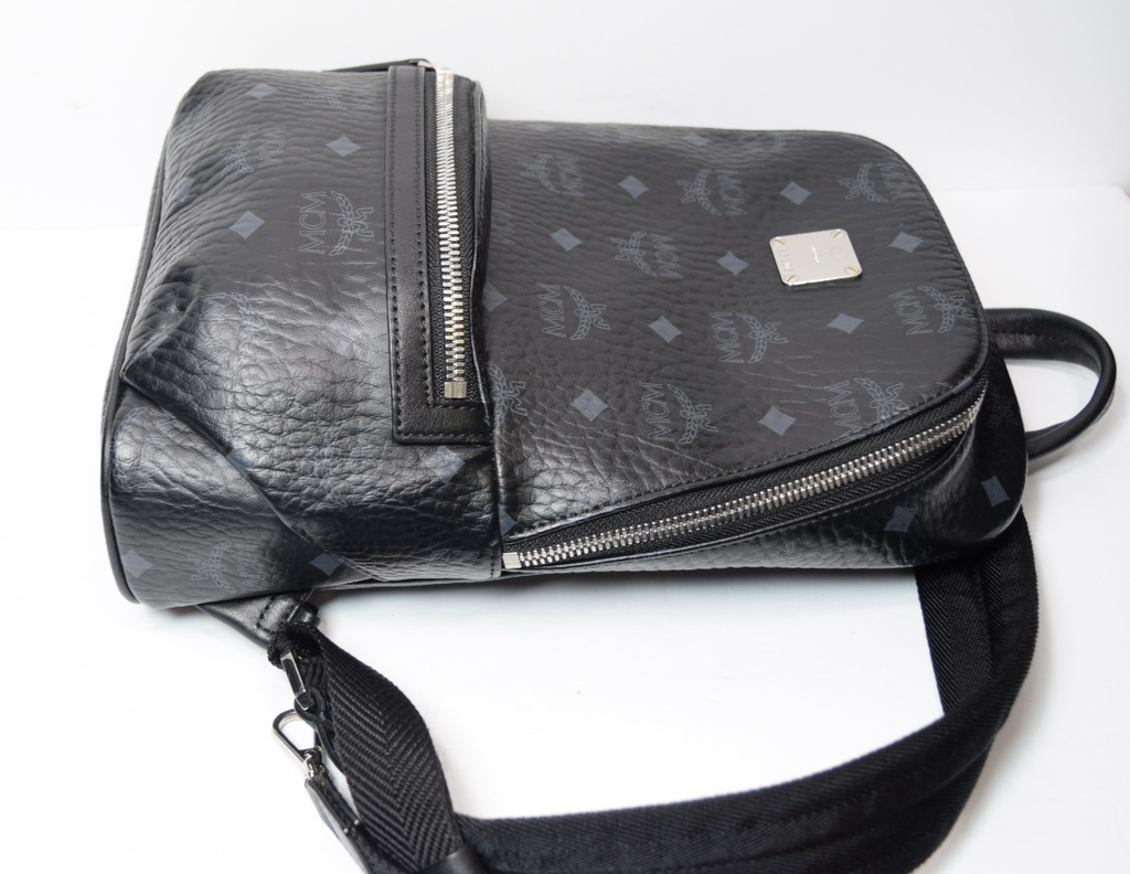 MCM Aren Sling Bag Visetos Black Canvas and Leather Trim #2