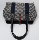 CELINE Macadam Canvas Hand Bag Navy Gold with delivery