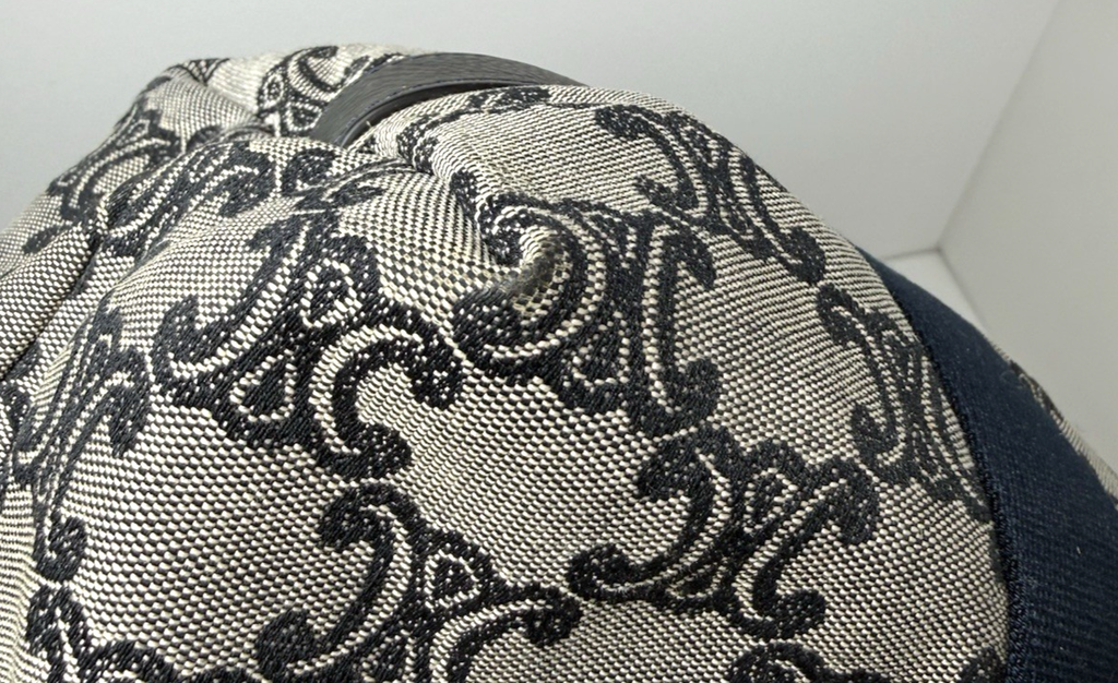 CELINE Macadam Canvas Hand Bag Navy Gold #11