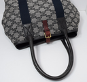 CELINE Macadam Canvas Hand Bag Navy Gold price
