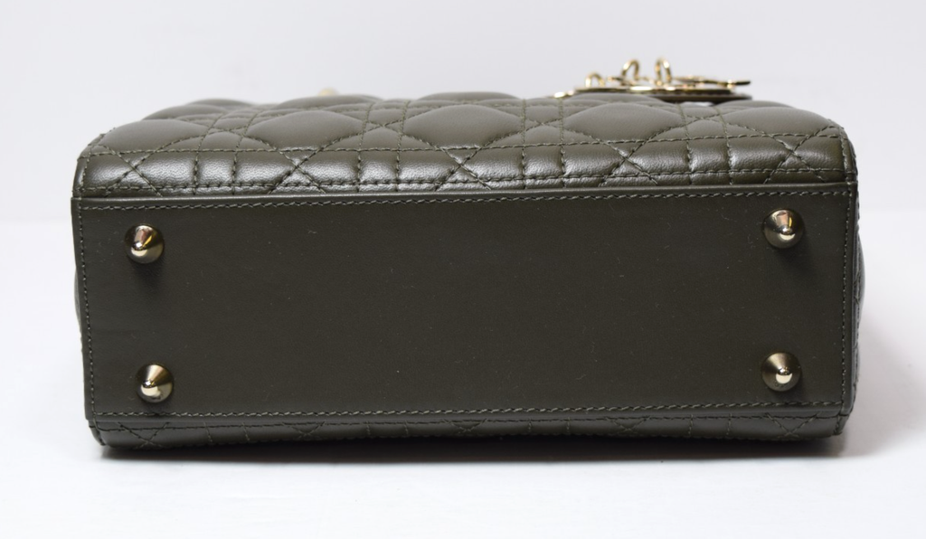 Christian Dior Small Lady My ABCDior Cannage Quilt Lambskin Olive Taupe Lambskin #10
