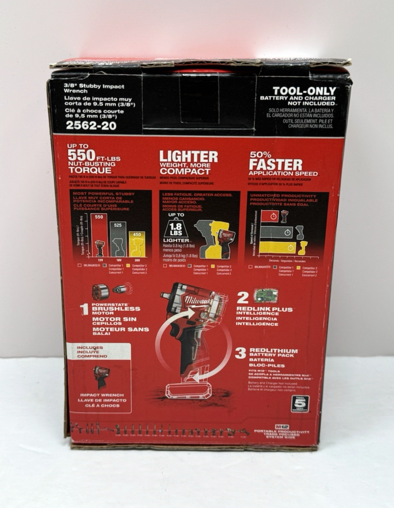 Milwaukee 2562-20 M12 FUEL Stubby 3/8" Impact Wrench - Tool Only - Open Box #1
