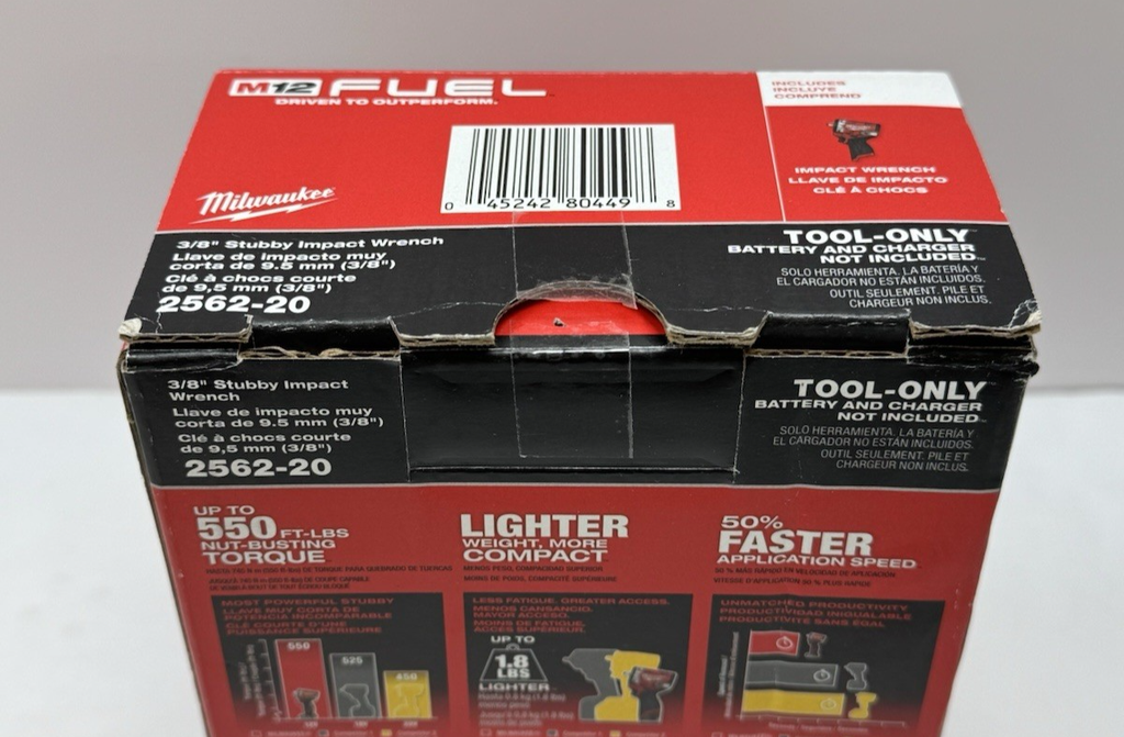 Milwaukee 2562-20 M12 FUEL Stubby 3/8" Impact Wrench - Tool Only - Open Box #4