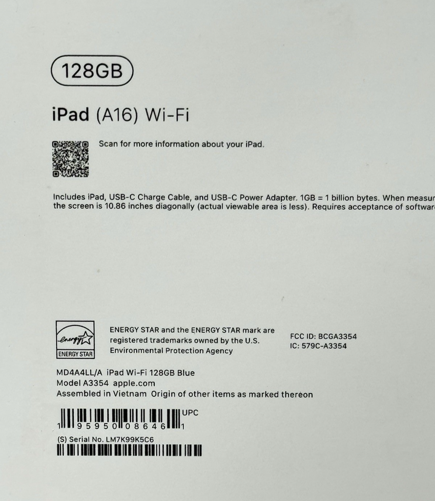 Apple 11" iPad A16 chip with Wi-Fi 128GB Blue, A3354 -Open Box #4