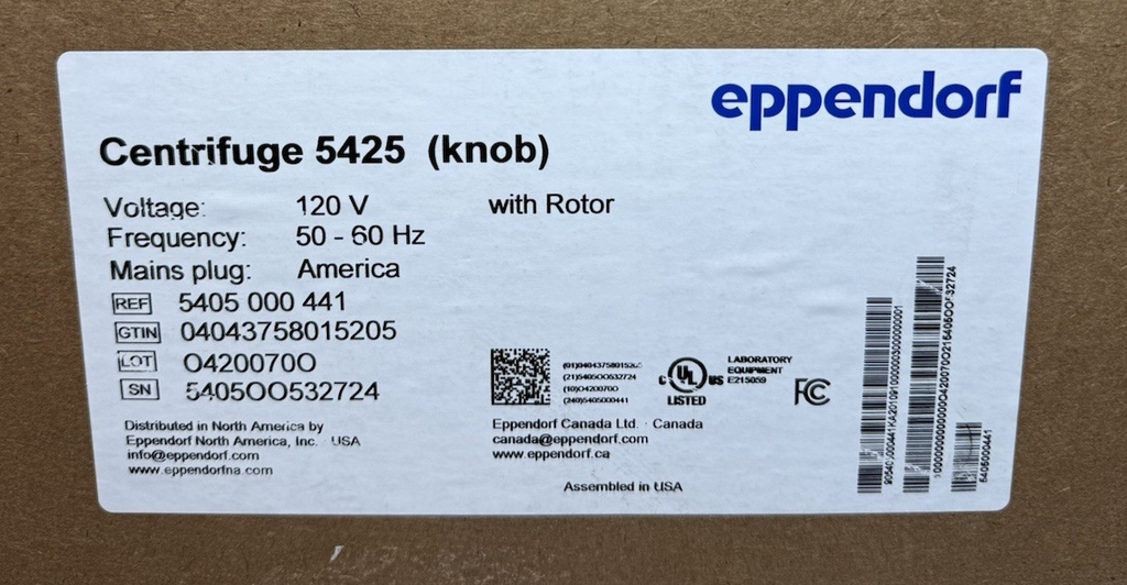 Eppendorf Centrifuge 5425 (Knob) - Lab Equipment with Rotor 120V - New Sealed #2
