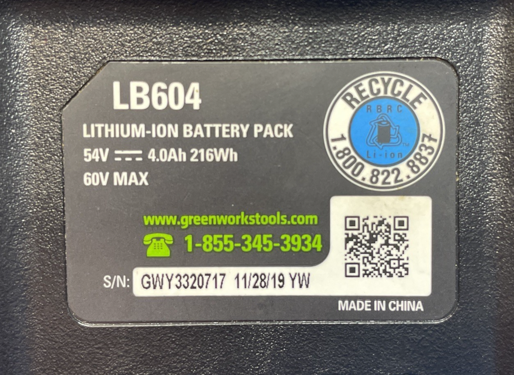 GreenWorks Pro 60V 4.0Ah 4.0High Current (HC) Battery LB604 #4