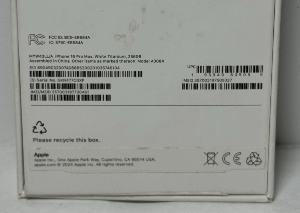 Apple iPhone 16 Pro Max 256GB White Titanium (Unlocked) 91% battery #2