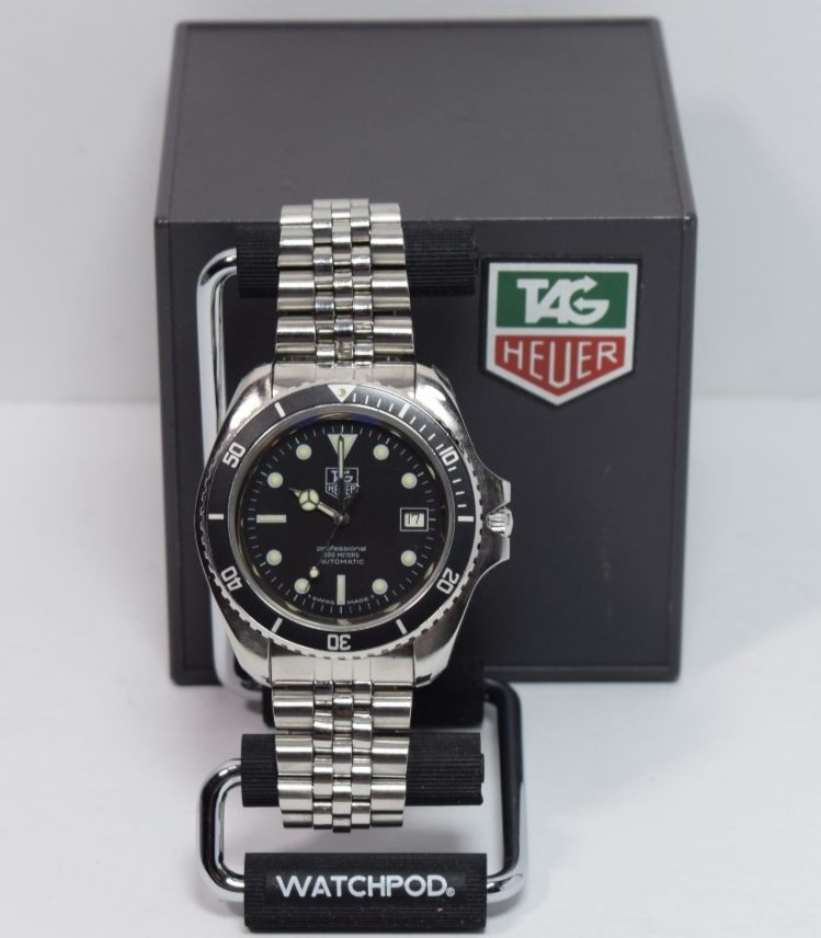 TAG Vintage Heuer 844/5 Professional 200 Automatic Watch Black Dial Steel 39mm #1