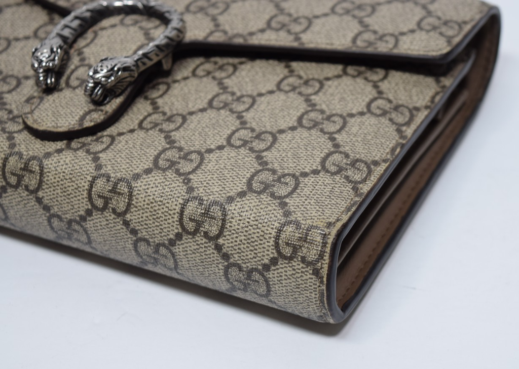 Gucci Dionysus GG Supreme Wallet On Chain Beige Tiger Head Crossbody #6