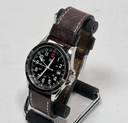 Victorinox Swiss Army Watch w/ Black Face & Brown Leather Strap 24798-40mm used