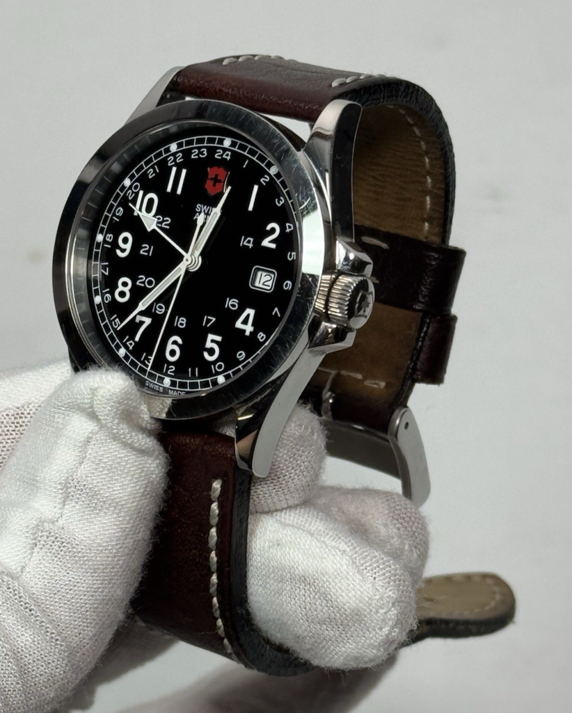 Victorinox Swiss Army Watch w/ Black Face & Brown Leather Strap 24798-40mm #7