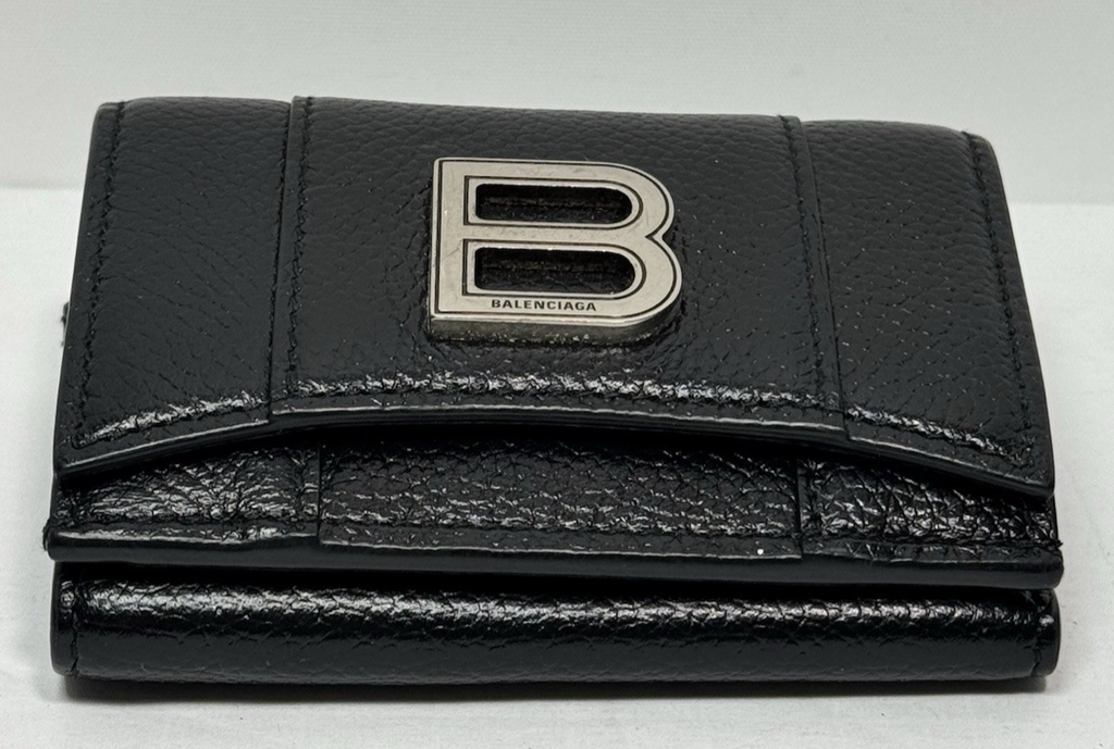 Balenciaga B Logo Mini Wallet On Chain Black Leather #4