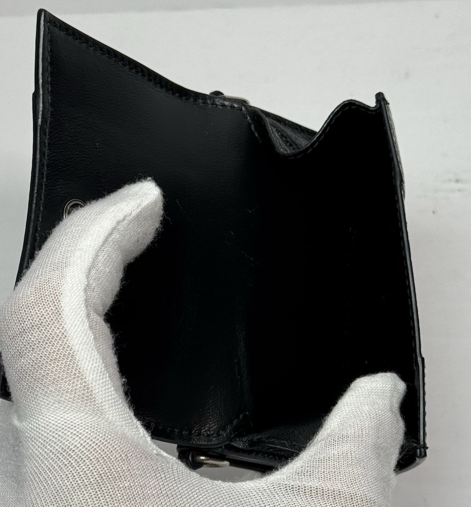 Balenciaga B Logo Mini Wallet On Chain Black Leather #9