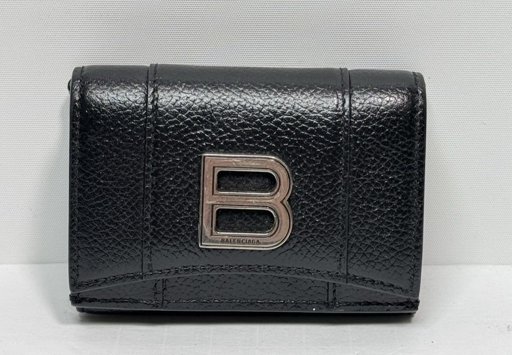 Balenciaga B Logo Mini Wallet On Chain Black Leather #1