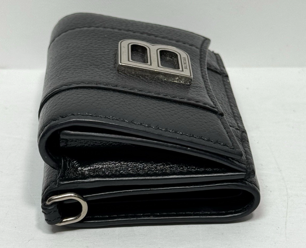 Balenciaga B Logo Mini Wallet On Chain Black Leather #2