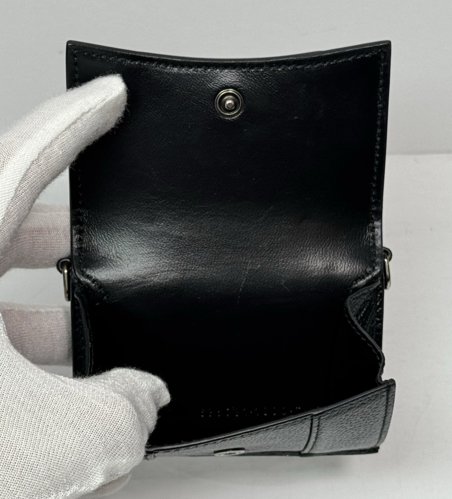 Balenciaga B Logo Mini Wallet On Chain Black Leather #6