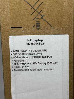 HP 15.6" FHD Touch-Screen  AMD Ryzen 5 7520U 8GB RAM 512GB SSD 15-fc0146dx-New #4