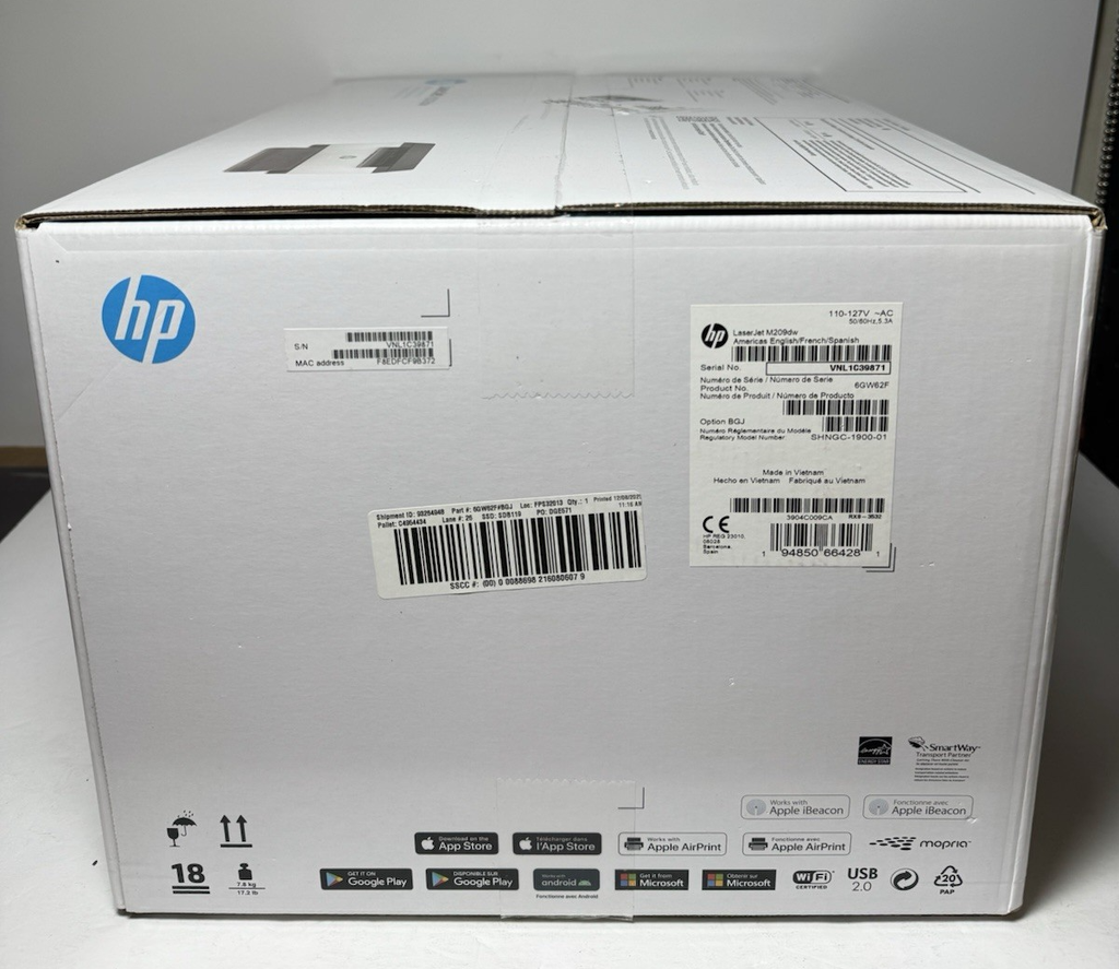 HP LaserJet M209dw Wireless AI-Enabled Black-and-White Laser Printer-New Sealed #1