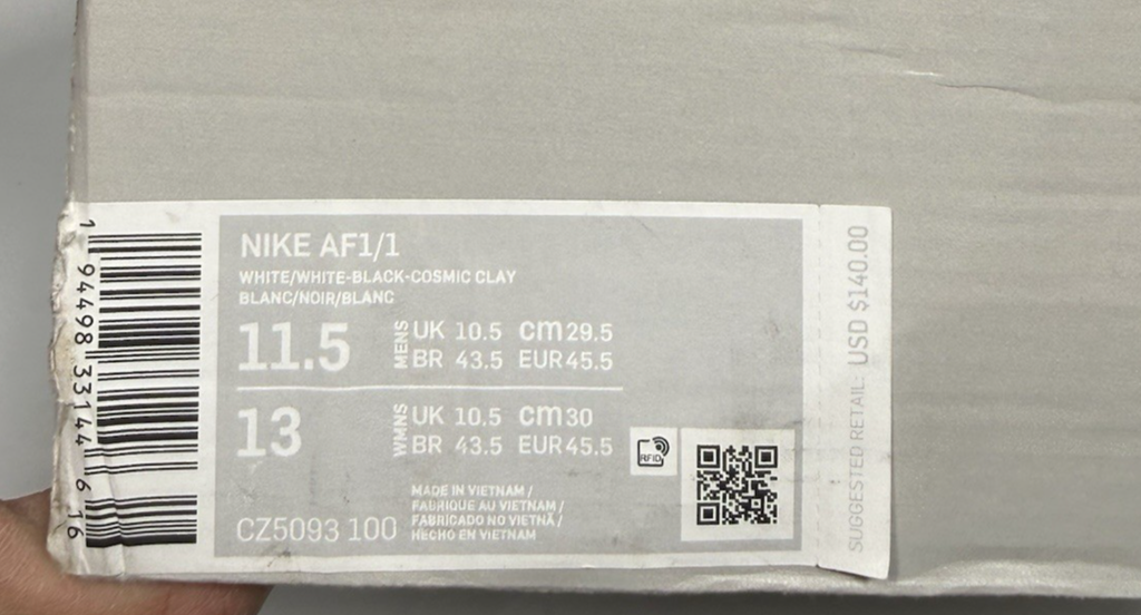 Nike Air Force 1/1  Cosmic Clay White/Black-Cosmic Clay CZ5093-100 Men's SZ 11.5 #7