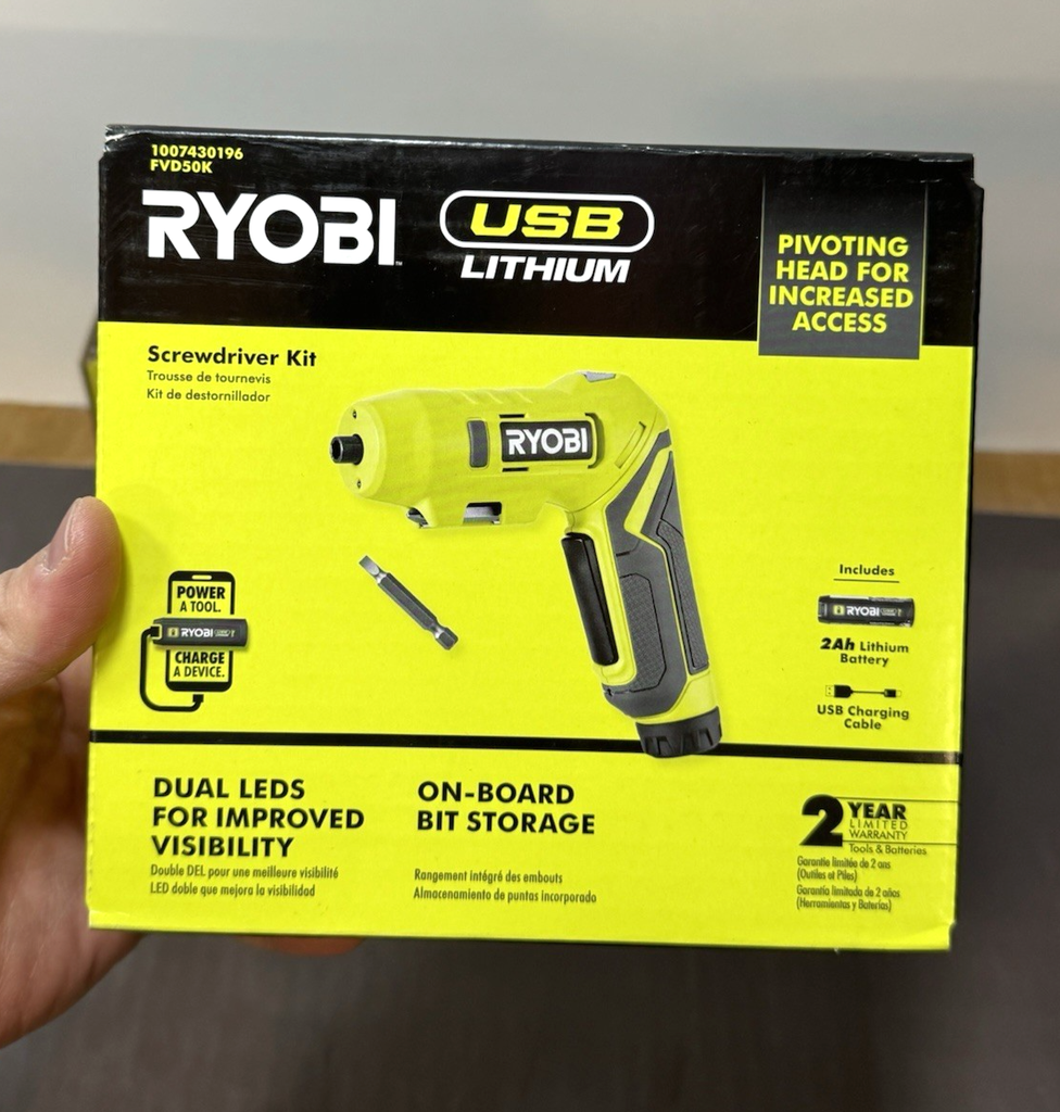 Ryobi FVRC51K Ratchet + FVD50K Screwdriver Kit 2Ah Battery USB Lithium - NEW #2