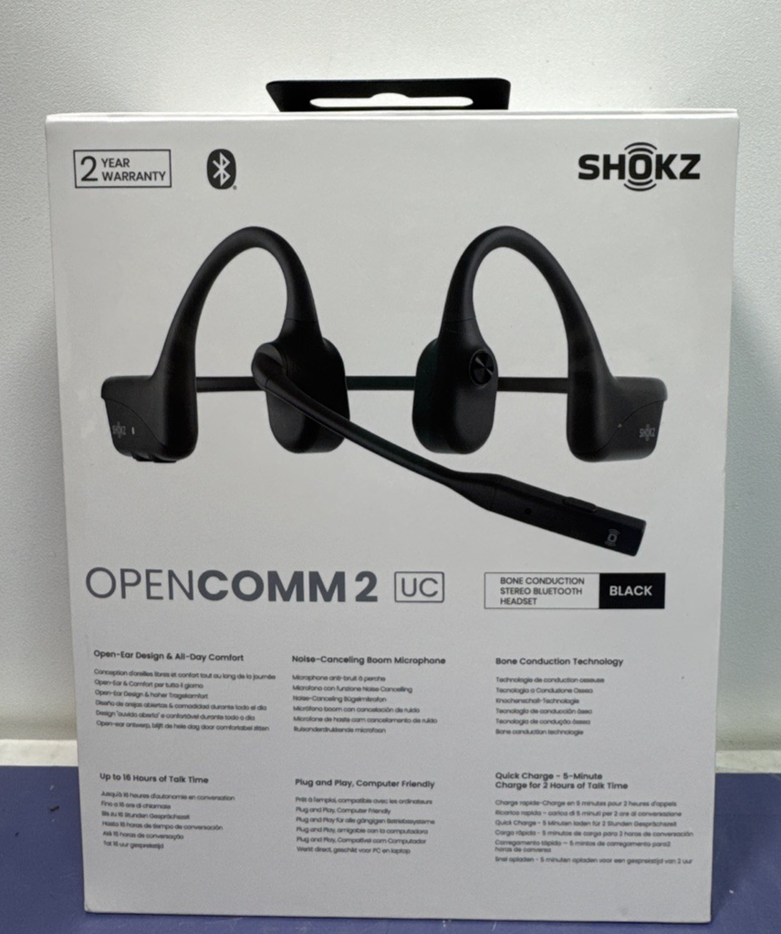 Shokz OpenComm2 Bone Conduction Stereo Bluetooth Headset Black C110-New #1